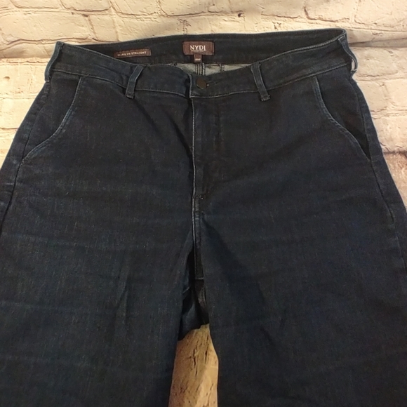 NYDJ Marilyn Straight Dark Denim Jeans 14WP Lift X Tuck Stretch Jeans - Picture 13 of 16